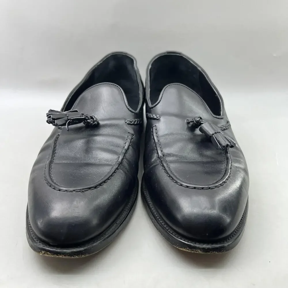 Stuart's Choice Tassel Loafers Men Size 11.5 D Black Leather Dress Slip On Shoes